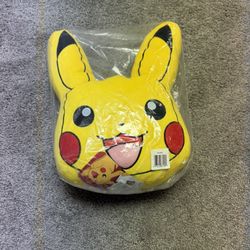 Pokemons Pikachu Plush Pillow 15” Head Doll Square Yellow