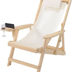New in box 2 Romantic-Sling Lounge Chairs Natural/Beige Pair of lounge chairs Adjustable padded headrest provides increased support and comfort
