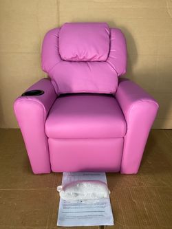 New Open Box Flash Furniture 27in. Hot Pink Vinyl Upholstered Kids Accent Chair