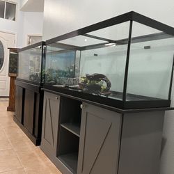 75 Gallons Fish tank,one Black Stand &one blue grey stand.