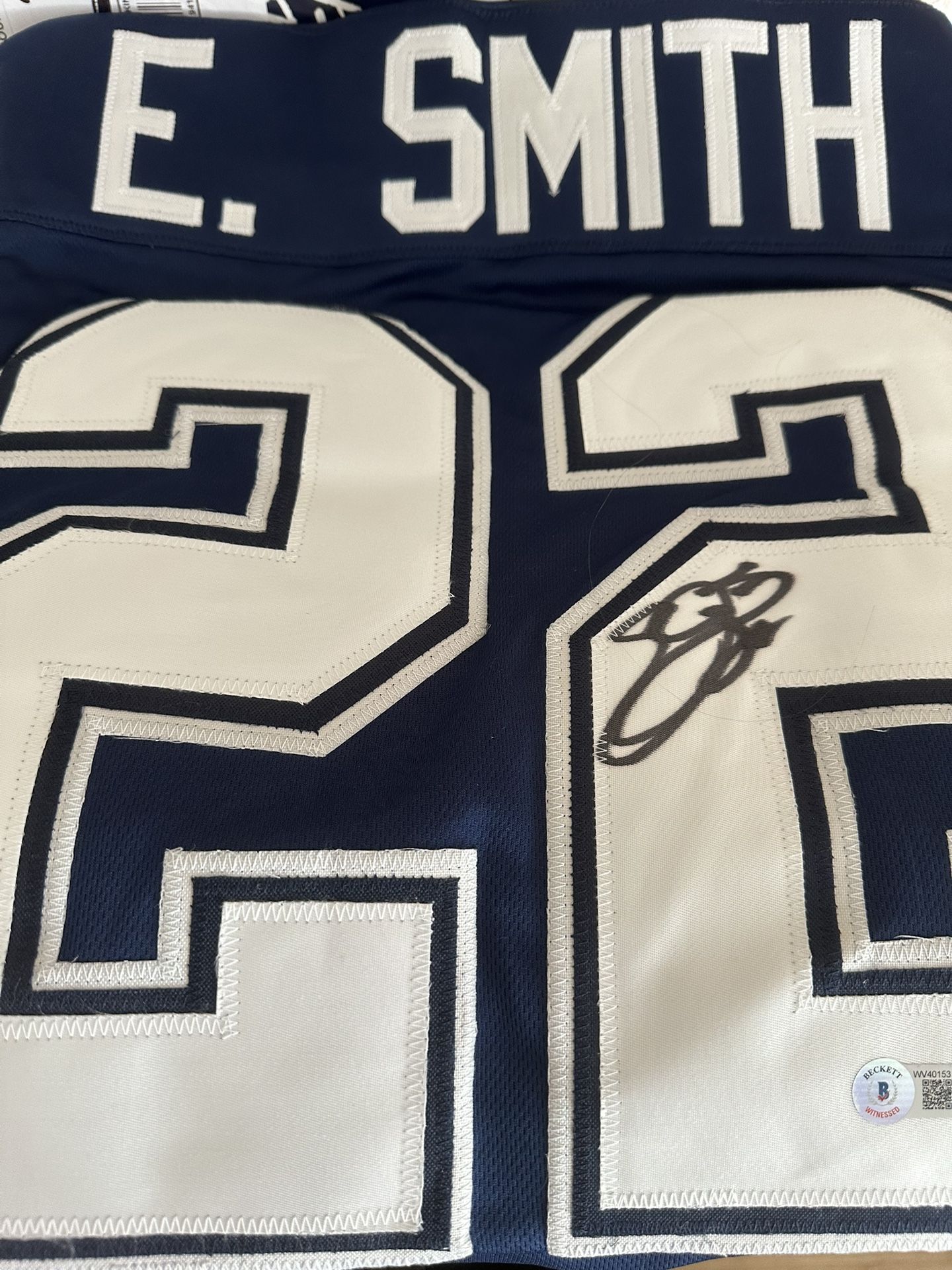 Emmitt Smith Dallas Cowboys Autographed XL Jersey Authentication BAS COA