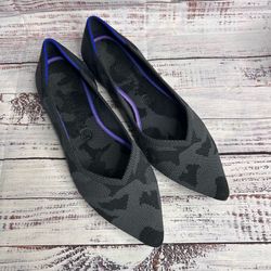 Rothy's The Point Dark Grey Camo Ballet Flats Women’s Size 10.5