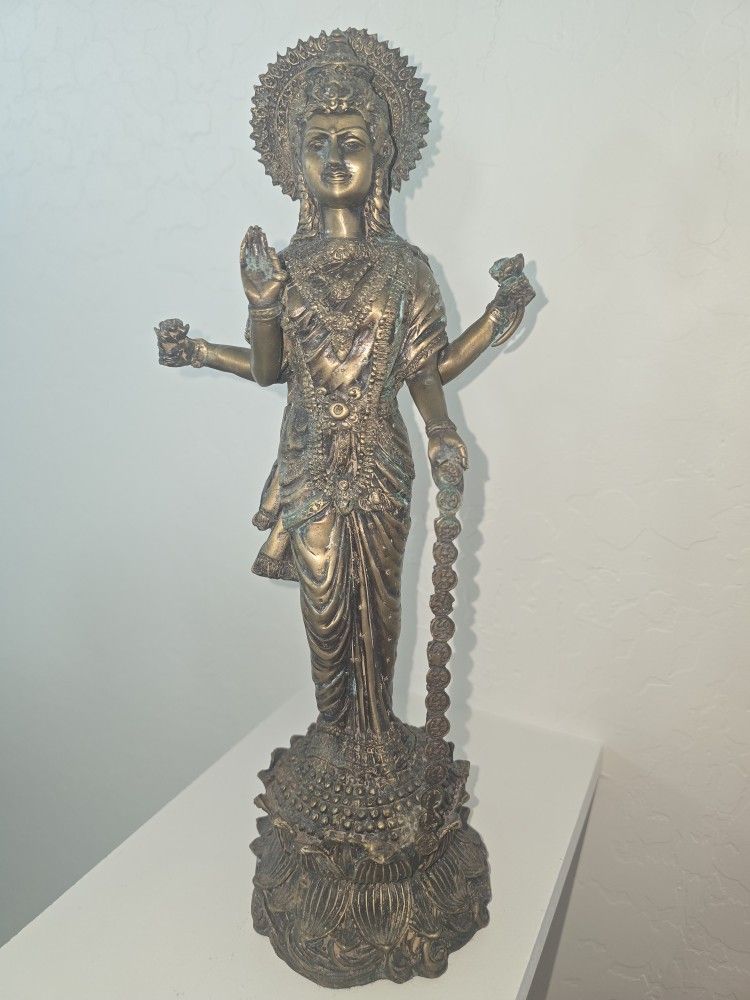Bronze Statue Of Hindu/Lakshmi Goddess 