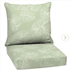 24 in. x 24 in. 2-Piece Deep Seating Outdoor Lounge Cushion in Coastal Green Leaf