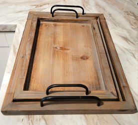 rustic nesting serving / bar tray, set of 2