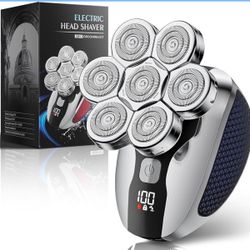 New-Head Shavers for Bald Men, Professional 5-in-1 Electric Head Shaver Grooming Kit, 7D Floating Wet & Dry Electric Razor for Bald Heads with LED Sma