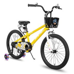 18 Inch Kids Bike with Training Wheels 18Inch Bike for Ages 5-8 Year Old Boys Girls Children Bicycle Yellow