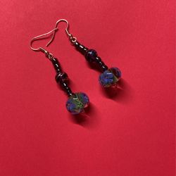 Earrings, Glass And Ceramic Beads, Stainless Steel , 2.5”