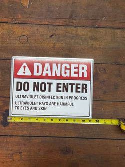 UV Disinfection Warning Sign – Industrial Safety Placard – 12” x 9”