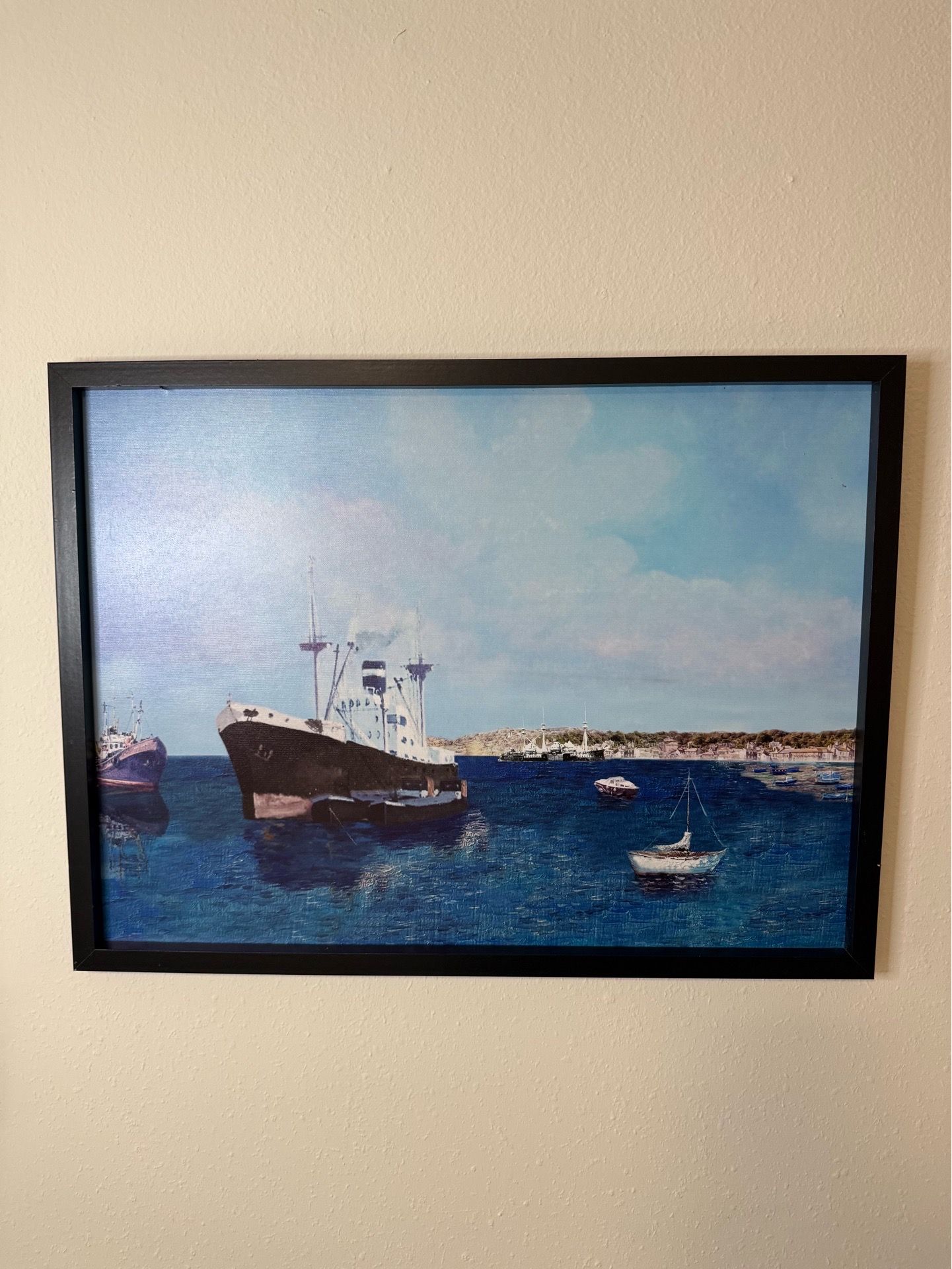 Framed Ships in Harbor Nautical Realism