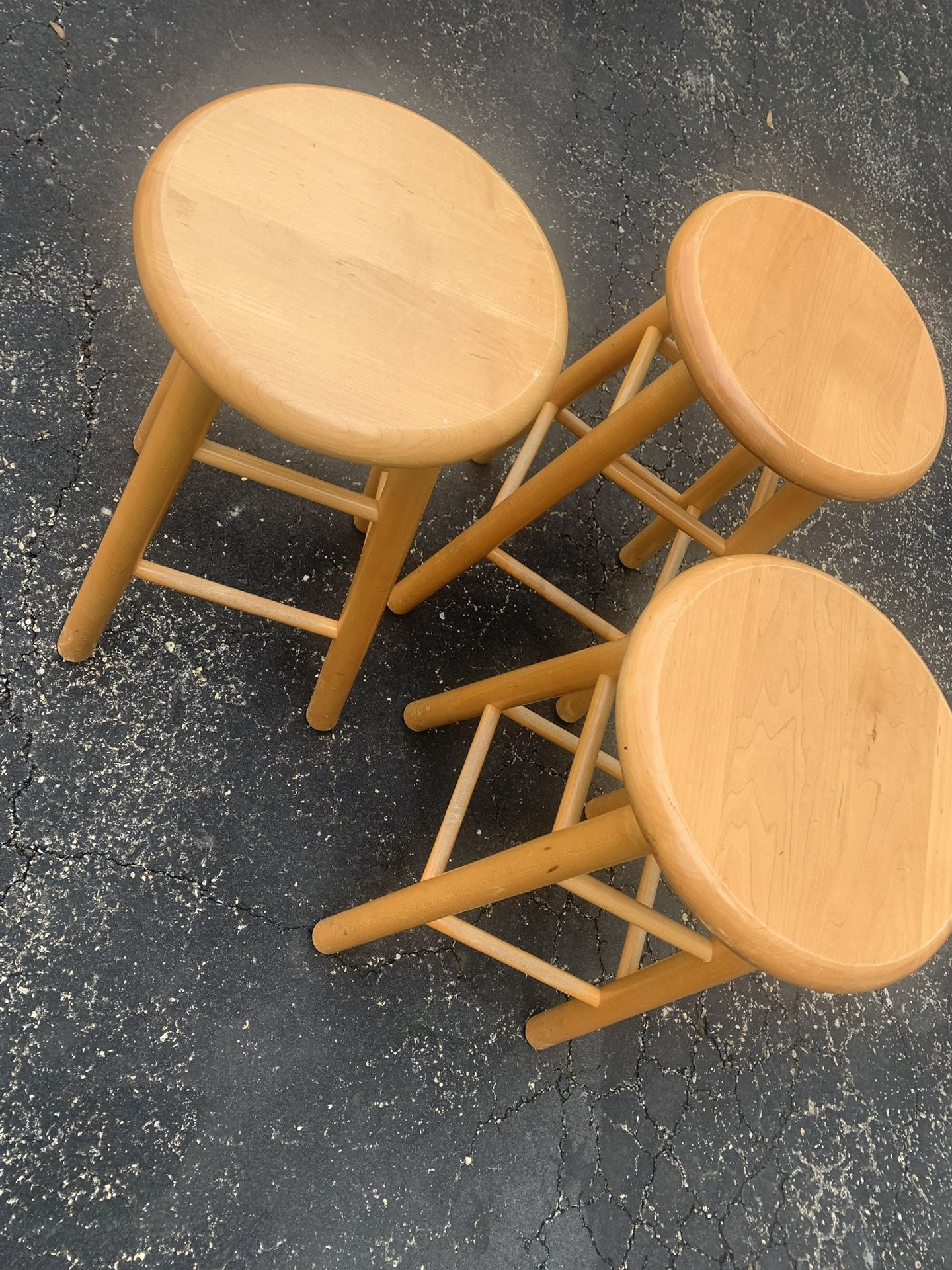 Set of 3 Wooden Bar Stools Barstools / bar stools Counter Height - backless stools x3 solid wood D: 13 x 24
