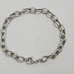 James Avery silver Textured Oval Charm Bracelet sz L - 8”