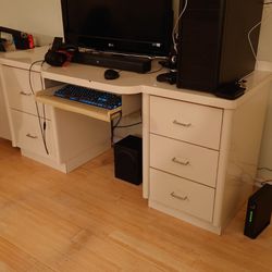 Great Custom Made Desk and Storage Cabinet for Copy/Fax/Scanner