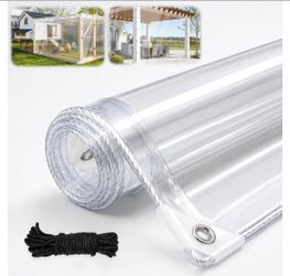 Clear Tarp with Grommets, Transparent Heavy Duty Water Resistant Tarp Cover with Reinforced Edge,14Mil Thickened Tear Resistant PVC Vinyl Tarpaulin En