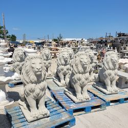 Concrete Stone Large Lion Statue / Cement Garden Lions
