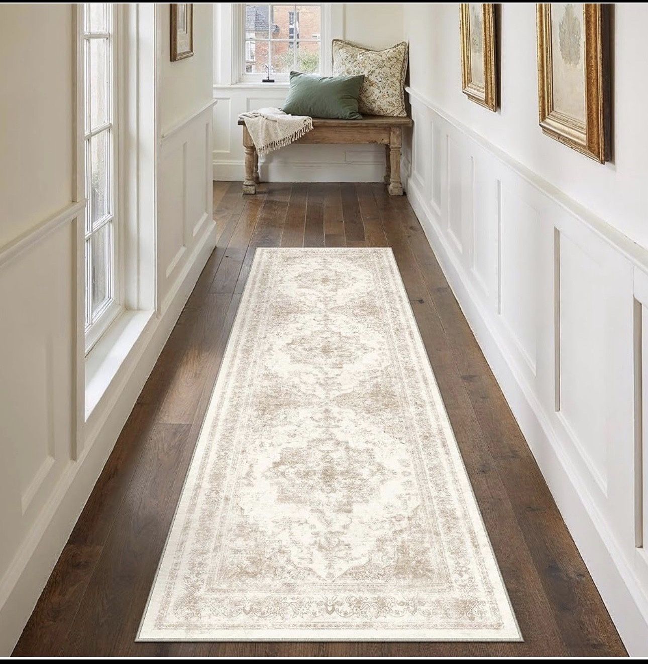 3x8 Cream Hallway Washable Beige Runner Rug