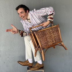 Vintage Bamboo Ratan Magazine Rack 