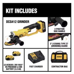  20V MAX Cordless 4.5 in. - 5 in. Grinder, (2) 20V 5.0Ah Batteries, and Charger