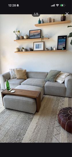 West Elm 105” Modern Low Profile Sofa + Matching Ottoman