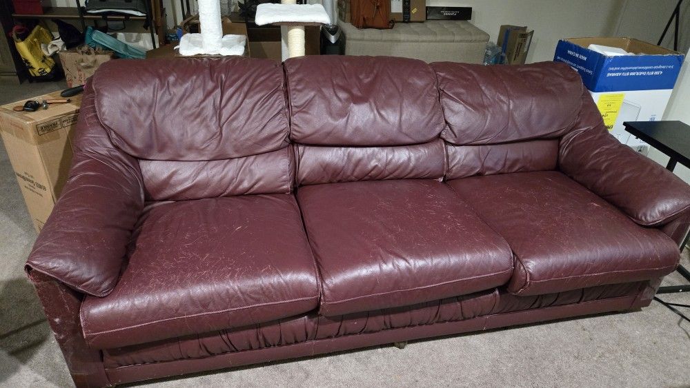 FREE Red leather couch and loveseat