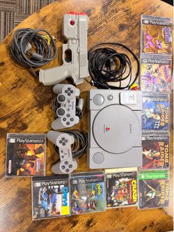 Sony PlayStation 1 PS1 Bundle 9 Games GunCon 2 Controllers Tested