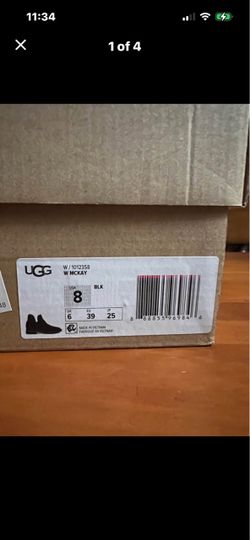 UGG Black Ankle Boots, Size 8, New