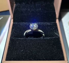 1.5 Carat Moissanite Ring, 18K White Gold plated (Passes Diamond Tester