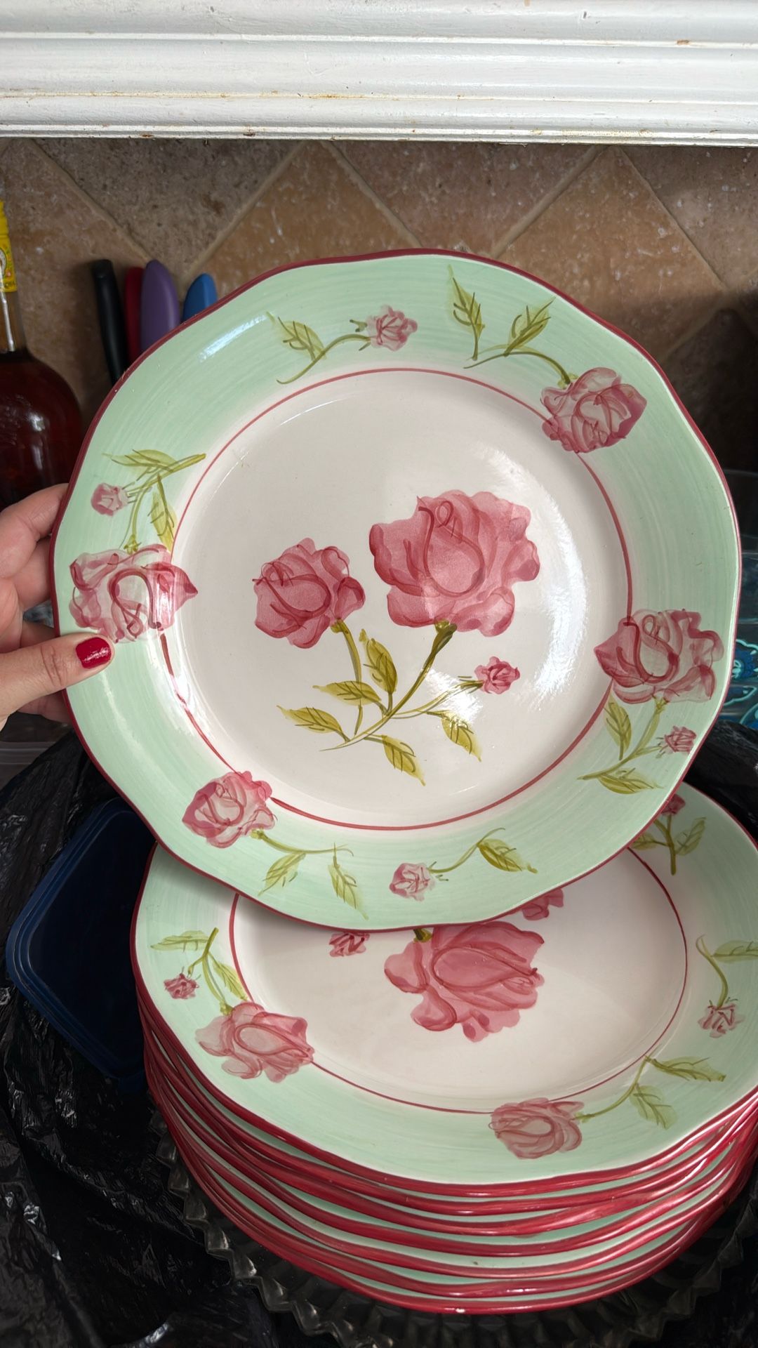 Rose Plates Mug And Bowl Set . Antiques.