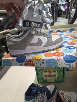 Nike Dunk Low Grey White Suede Sneakers Size 8