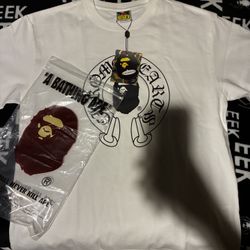 White Chrome Hearts Bape T-Shirt Size M