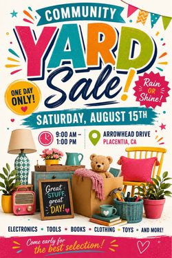 Yard/Garage Sale: 8/15/26
