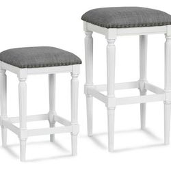 3 Heights Square Saddle Stool Set of 2 with Footrests and Padded Seats