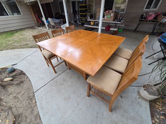 Wood Dining Table with 6 Chairs