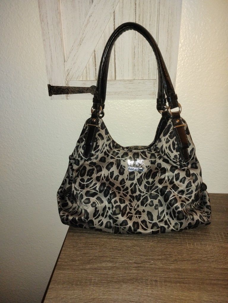 Coach Ocelot Leopard Shoulder Bag Carryall Hobo Purse
