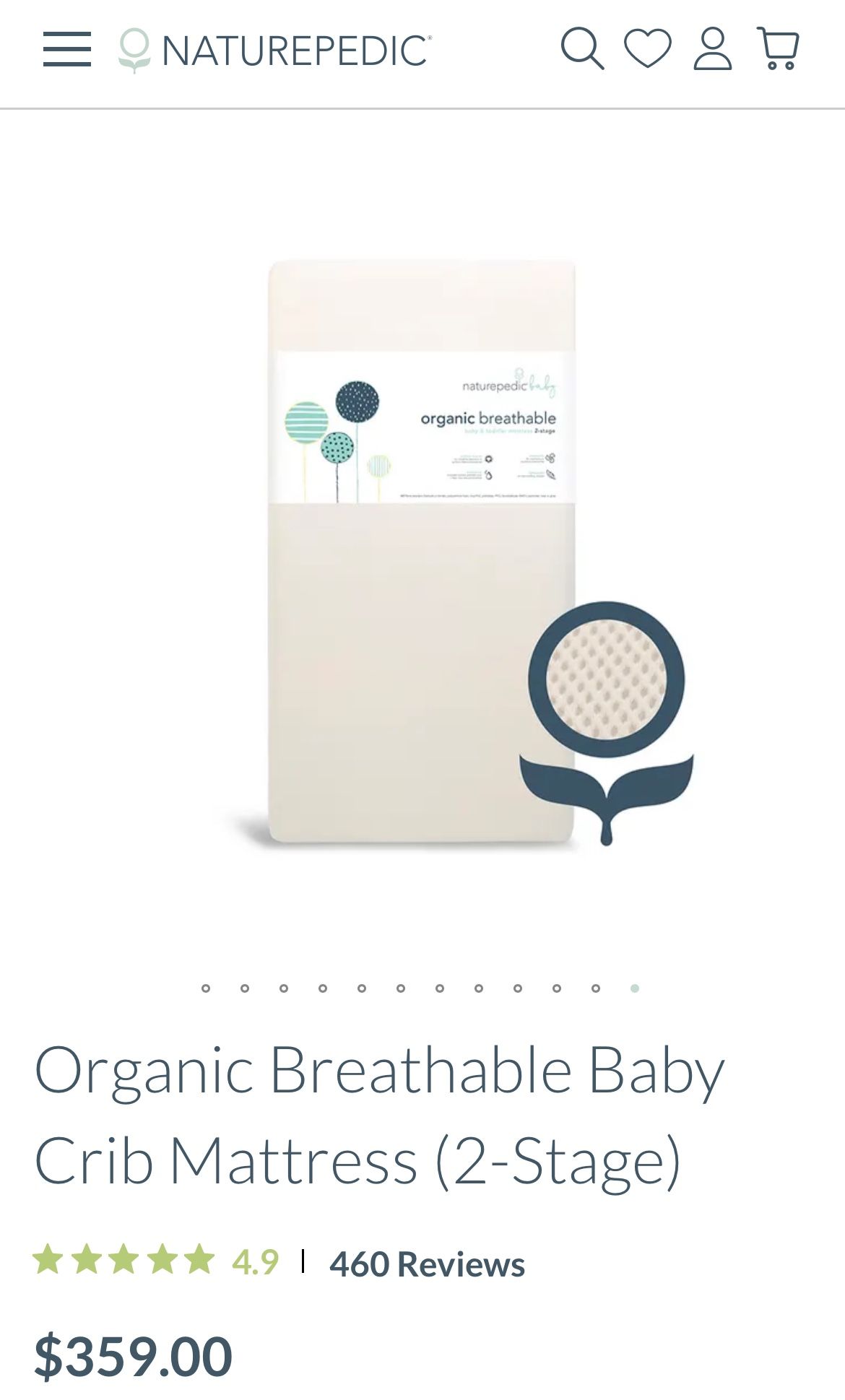 Naturepedic Organic Breathable Baby Crib Mattress (2-Stage)