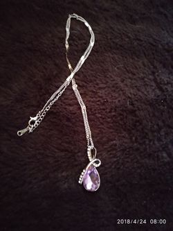 Purple CZ Teardrop Necklace