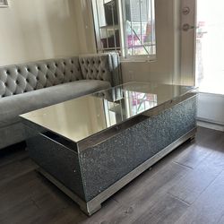 Mirrored Crystal Coffee Table 
