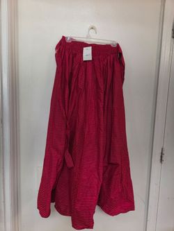 Maxi skirt red black stripes stretch belted