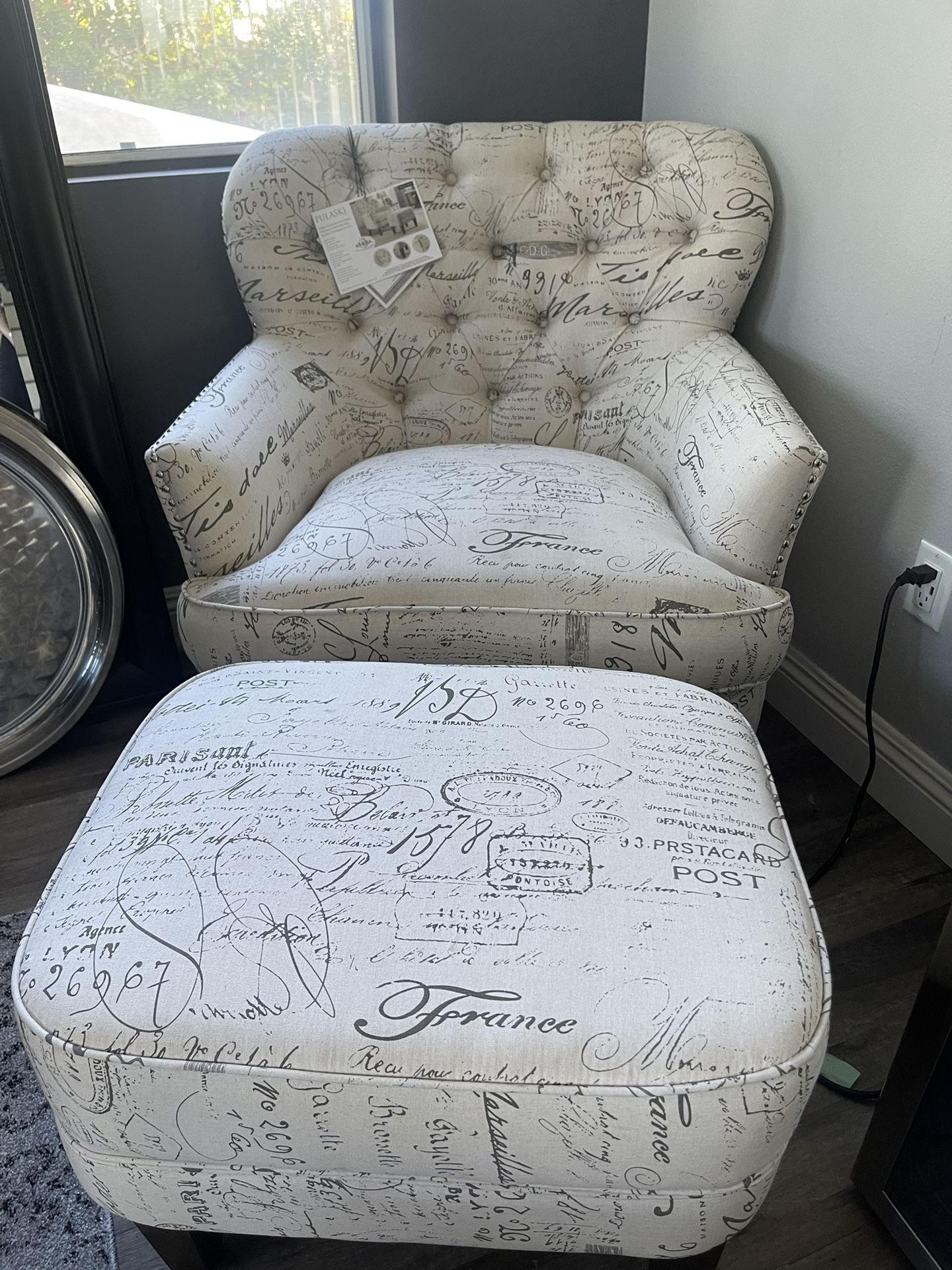 Pulaski Fabric Chair And Ottoman - New!