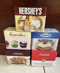 Tin Recipe Boxes With Recipes 5 Boxes 