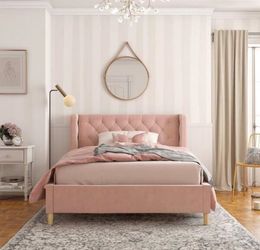 Pink Full Size Upholstered Bed