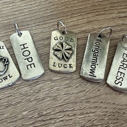 5 Origami Owl O2 charms Lot Bundle Hope Good Luck Fearless Necklace Jewelry New