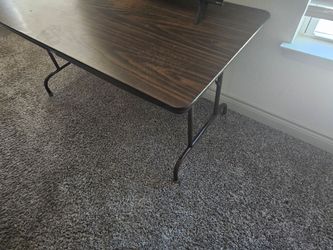 Folding Table with Wood-Grain Top