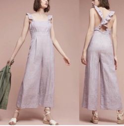 Anthropologie Elevense linen stripe jumpsuit