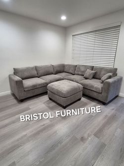 🏆 Sofa Sectional, Gray Color, Corduroy Fabric, New in the Box.