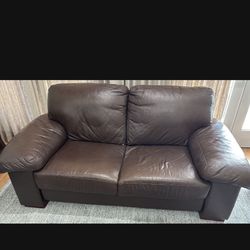 Brown Leather Sofa and Loveseat Sofa
