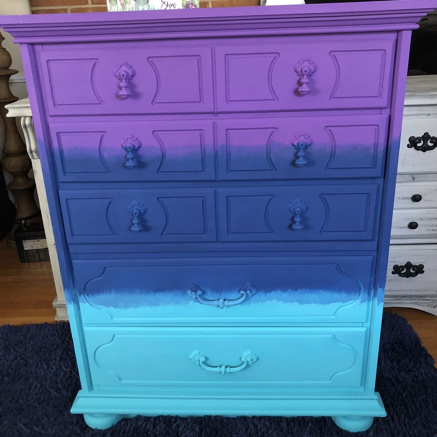 mermaid painted dresser SOLD/ Mermaid / Northern Lights / Peacock Dresser / Bathroom Vanity