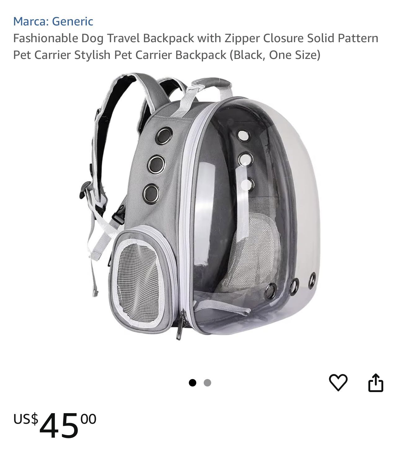 Dog Travel Backpack with Zipper Closure Solid Pattern Pet Carrier Stylish Pet Carrier Backpack