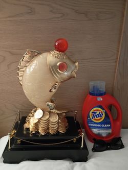 Large Feng Shui Lucky Fish Statue with Coins