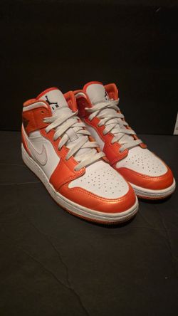 Air Jordan 1 Mid Orange White Sneakers